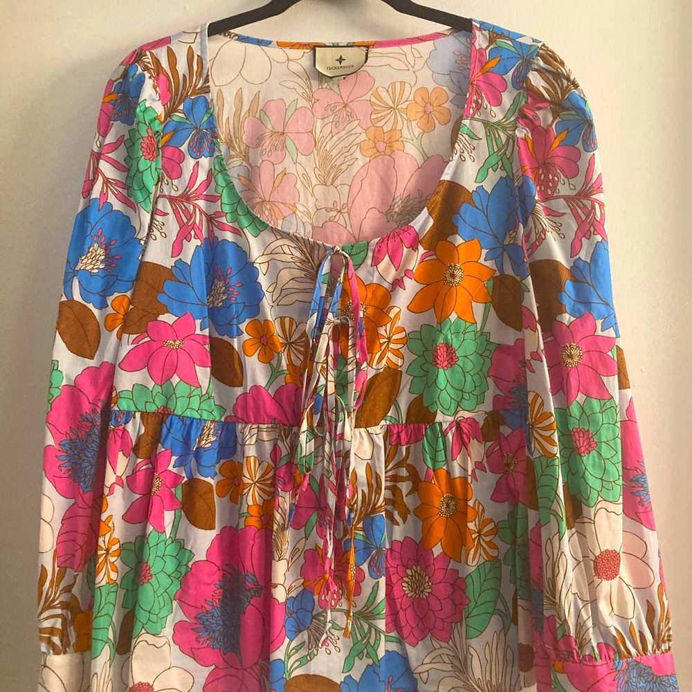 Tuckernuck Colorful Square Neck Floral Blouse